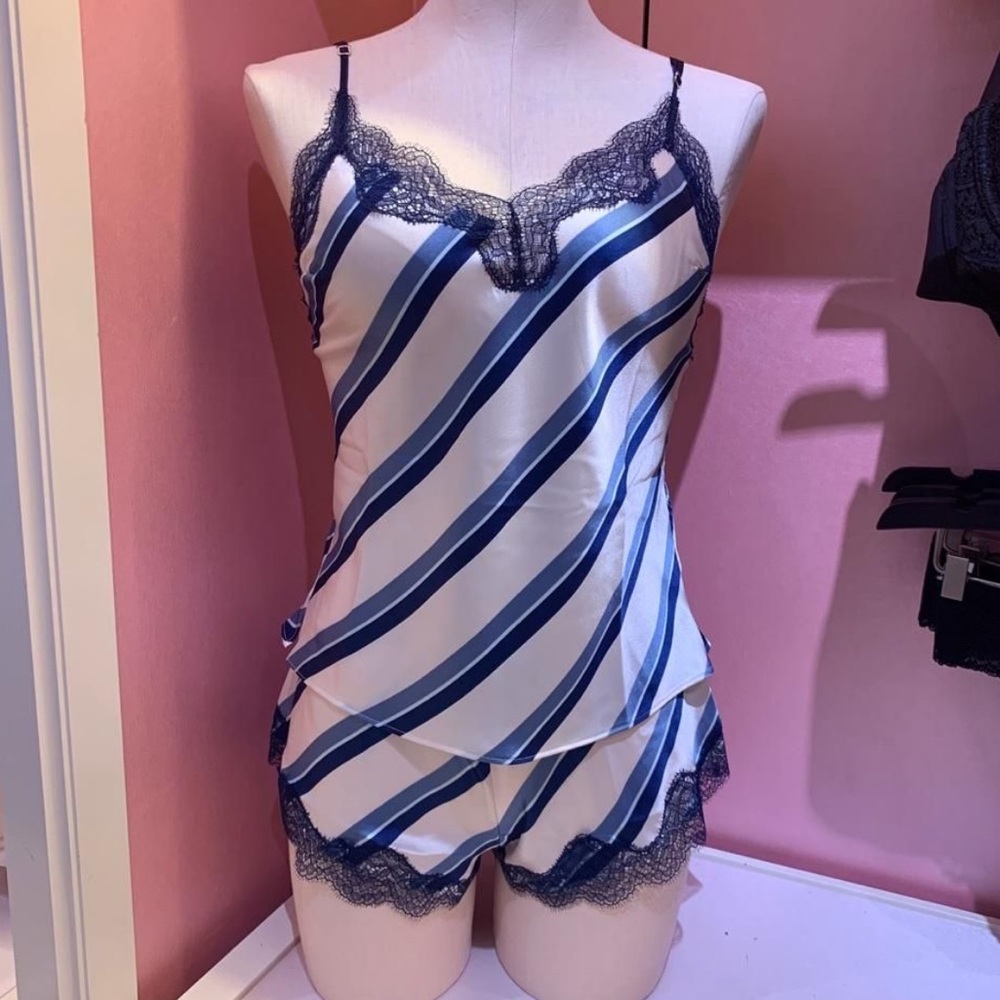 Victoria's Secret Blue and White Striped Pajama Set